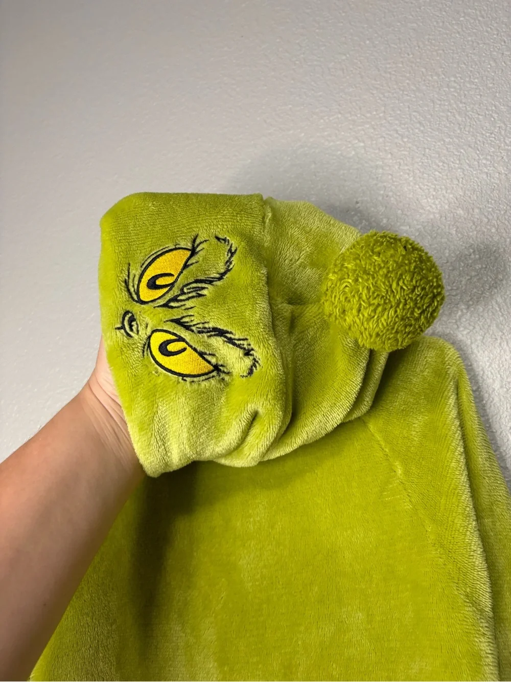 Justice x Dr. Seuss The Grinch Hooded Union Suit Pajamas XS 5/6 Green Fleece